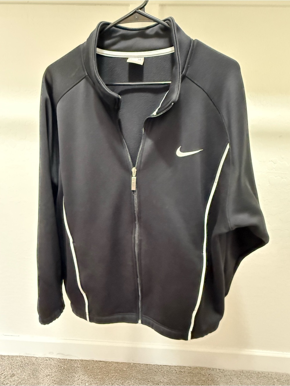 Nike Black Full-Zip Performance Jacket with White Piping